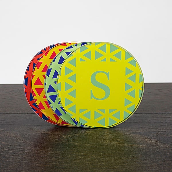 Set of Four Glass Coasters - Vibrant Design