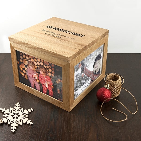 We Are Family Oak Photo Keepsake Box