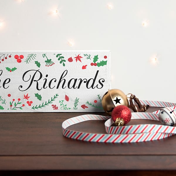 Personalised Holly Festive Christmas Mantle Decoration