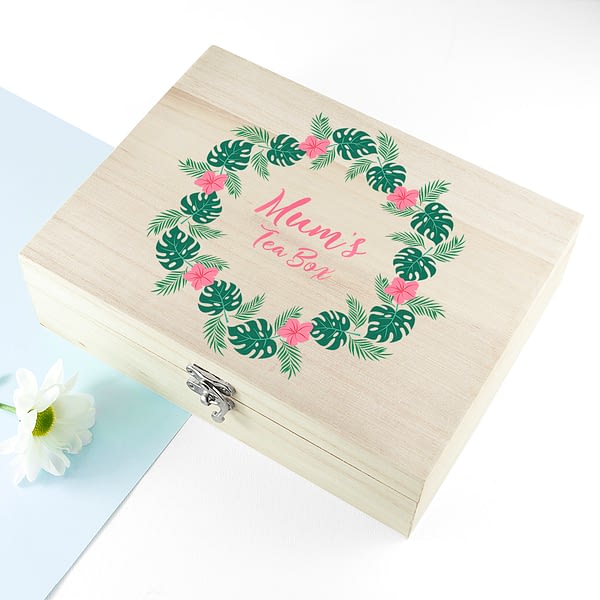 Personalised Rainforest Wreath Mother's Day Tea Box