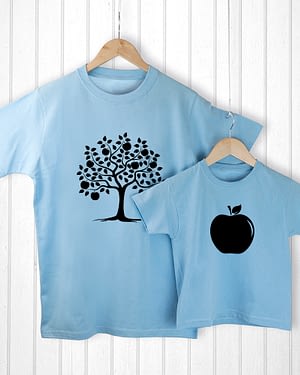 Personalised Daddy and Me Apple Blue T-Shirts