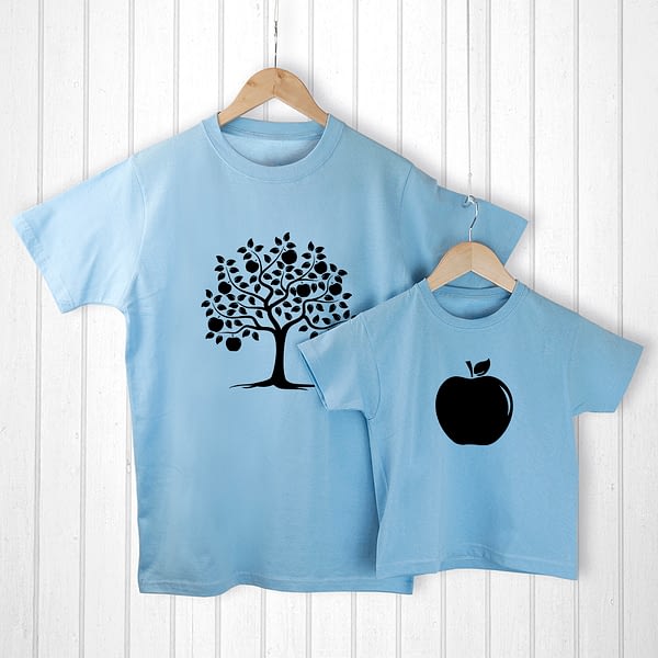 Personalised Daddy and Me Apple Blue T-Shirts