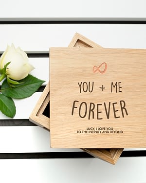 Personalised Infinite Love Oak Photo Cube