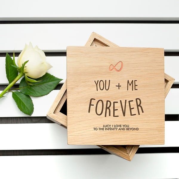 Personalised Infinite Love Oak Photo Cube