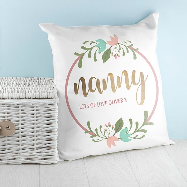 Personalised Floral Wreath Cushion Cover