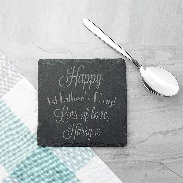 Happy 1st Father's Day Square Slate Keepsake