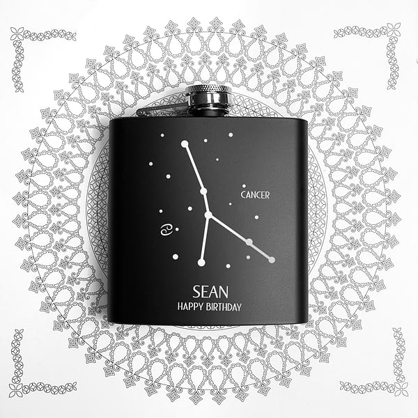 Star Constellation Matte Black Hip Flask