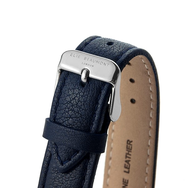 Modern - Vintage Personalised Leather Watch In Navy & Silver