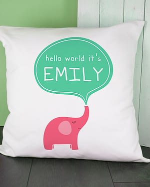 Personalised Hello Baby Elephant Cushion Cover