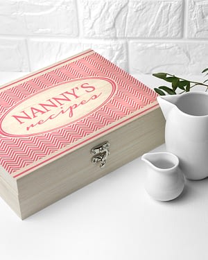 Personalised Retro Chevron Recipe Box