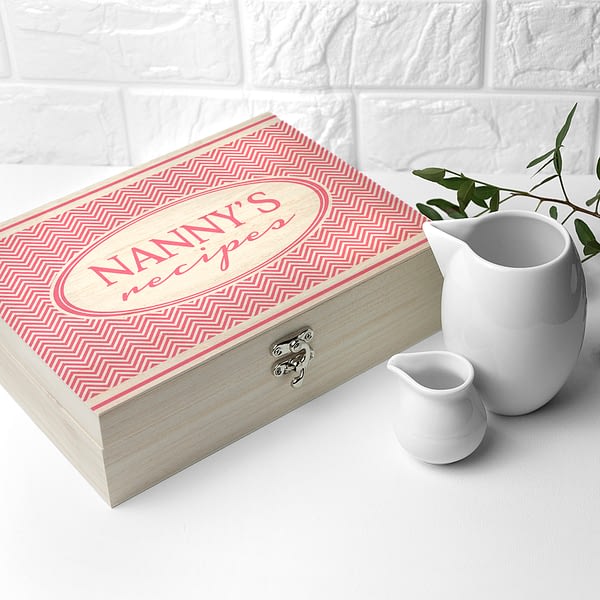 Personalised Retro Chevron Recipe Box