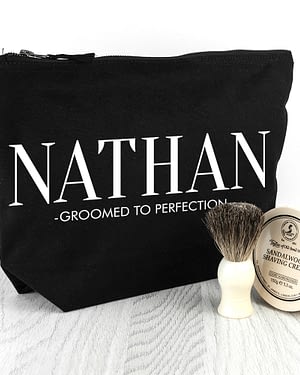 Personalised Men's Wash Bag in Black