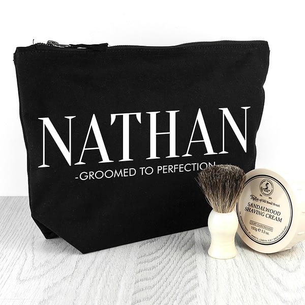 Personalised Men's Wash Bag in Black