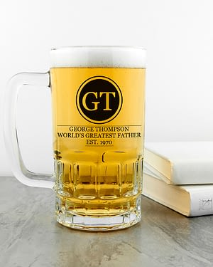 Initials Circled Beer Glass Tankard