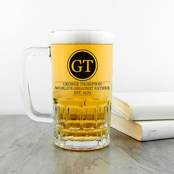 Initials Circled Beer Glass Tankard