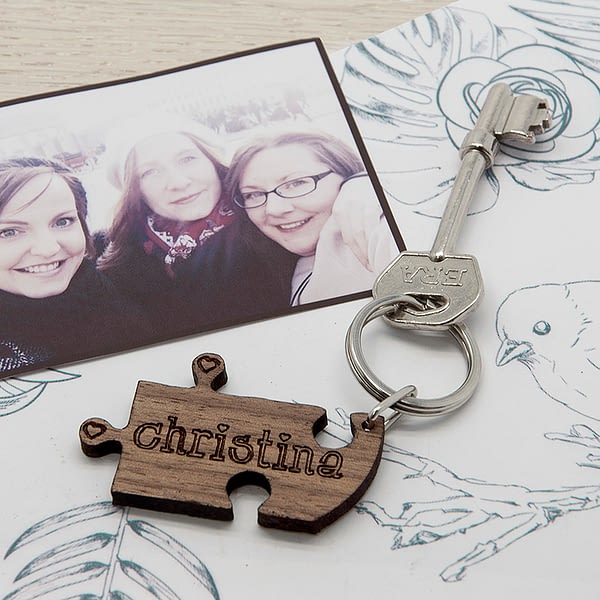 To Our Bridesmaid Heart Jigsaw Wooden Keyring