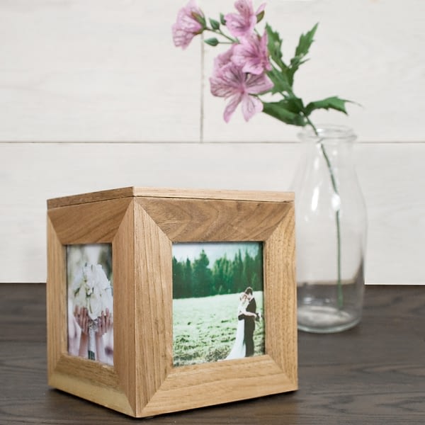 Personalised Oak Photo Cube Keepsake Box