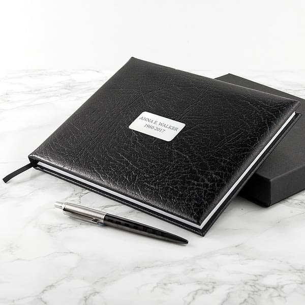 Personalised Black Leather Memoriam Book