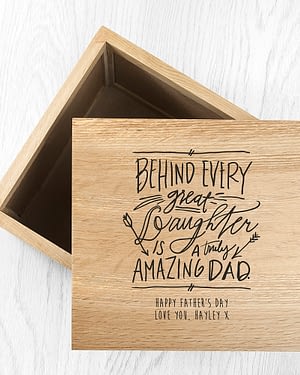 Personalised A Truly Amazing Dad Oak Photo Keepsake Box