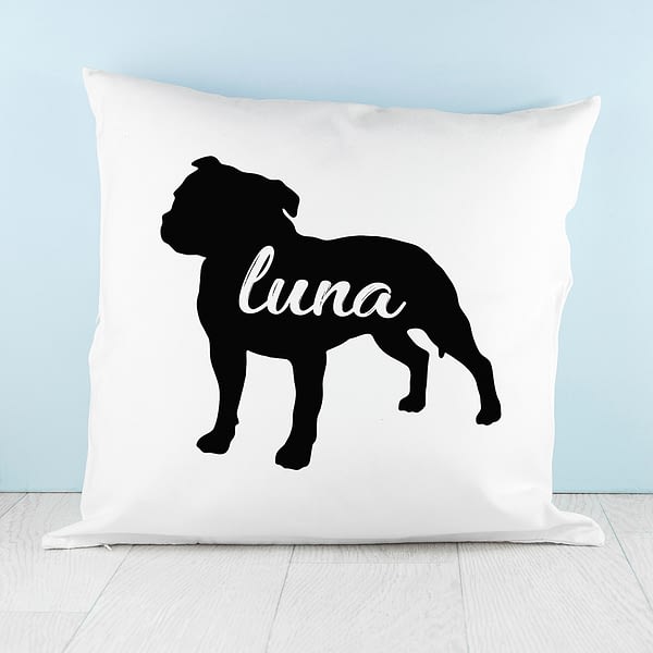 Personalised Staffordshire Terrier Silhouette Cushion Cover