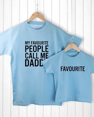 Personalised Daddy and Me Favourite People Blue T-Shirts