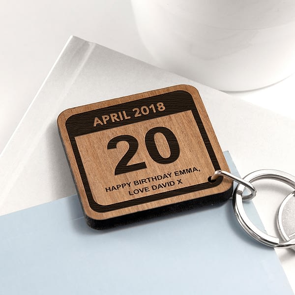 Personalised Special Calendar Day Square Keyring