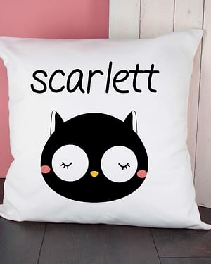 Personalised Little Owl Face Cushion Cover