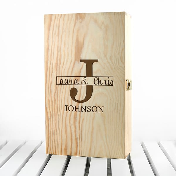 Personalised Couple Monogram Wine Box