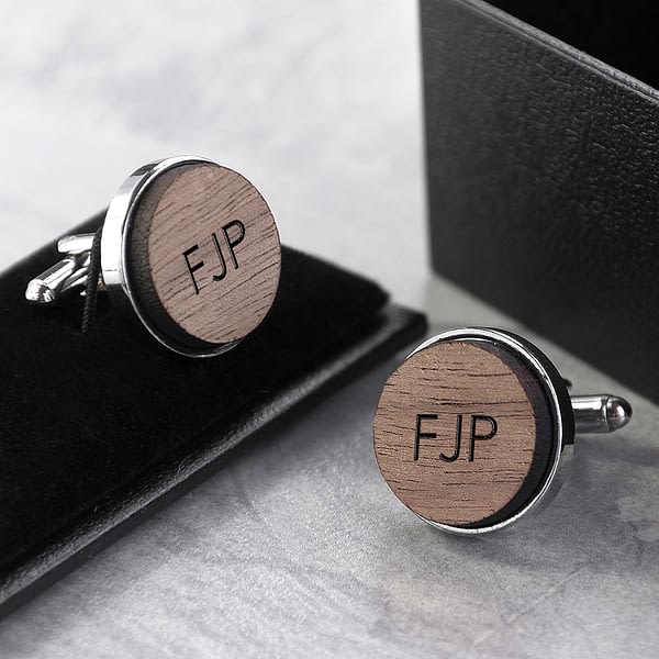 Iconic Hobbies Engraved Round Walnut Cufflinks