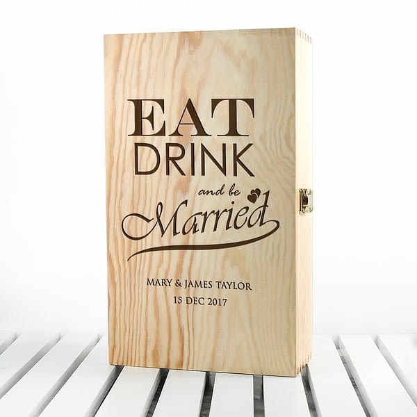 Personalised Eat Drink and Be Married Wine Box