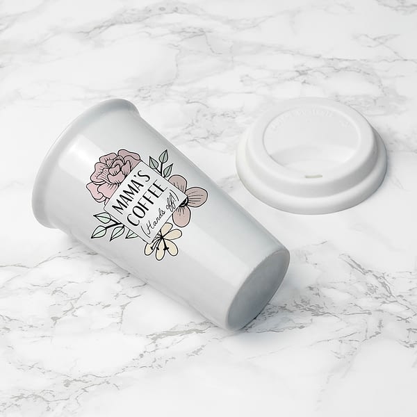 Personalised Hands Off Ceramic Travel Mug